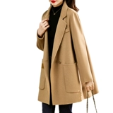 Двусторонное бархатное кашемировое длинное шерстяное демисезонное шерстяное пальто, средней длины, подходит для подростков, 2023