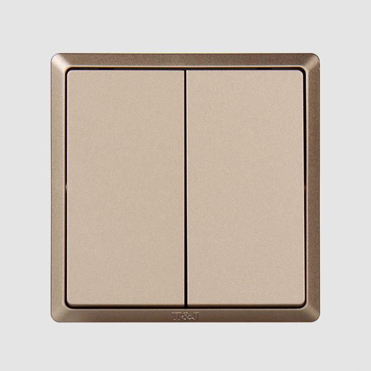 Shenzhen space-based minimalist series 86 Type 10A Two-two-link switch Double open double control panel GOLD COLOR-Taobao