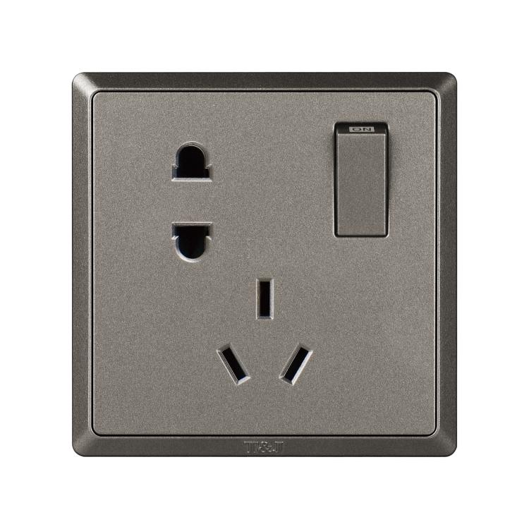 Space-based minimalist series 86 Type 10A Two-three-pole socket with switch 5-hole power socket Champagne grey black-Taobao