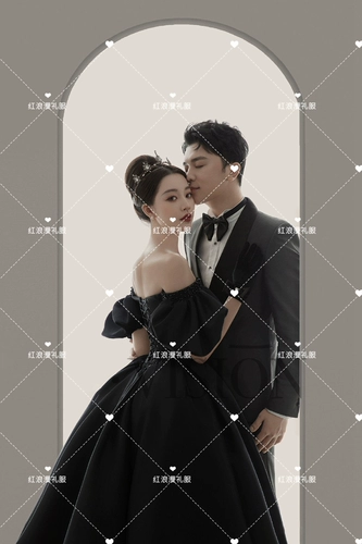 Черное свадебное платье для влюбленных, открытые плечи