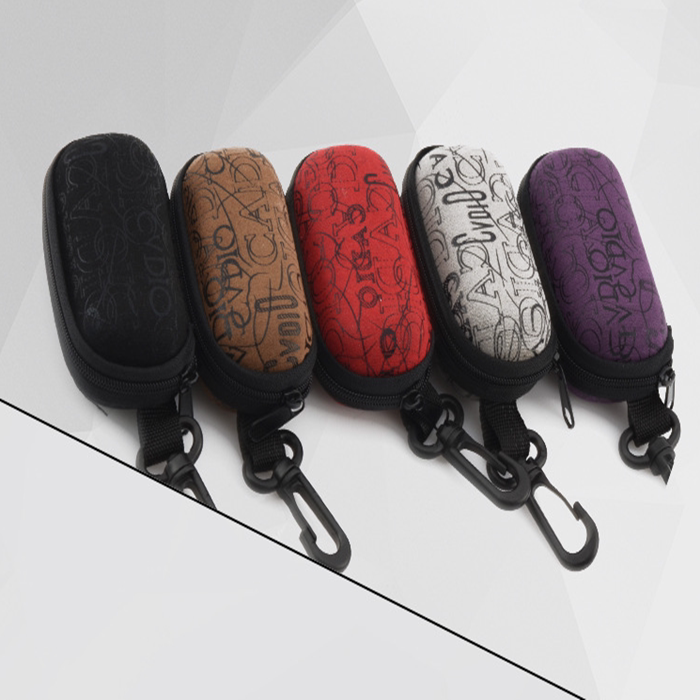New Folding Fold Old Flower Glasses Peanut Light Riding Compression Glasses Case With Hook Protective Pull Chain Portable Light Ride