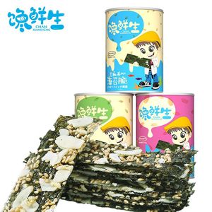 馋鲜生夹心海苔脆芝麻大片紫菜即食儿童宝宝孕妇韩国休闲零食罐装领天猫淘宝优惠券可省10元