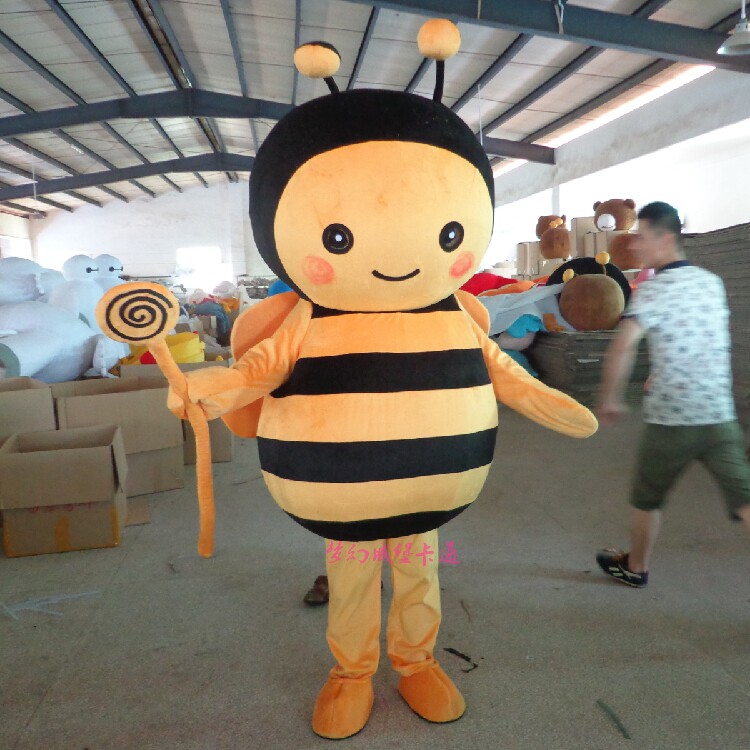 Honeybee mascot Cartonans occasionally served with sticks candy fruit people wear dolls performance props to make plush paparazzi