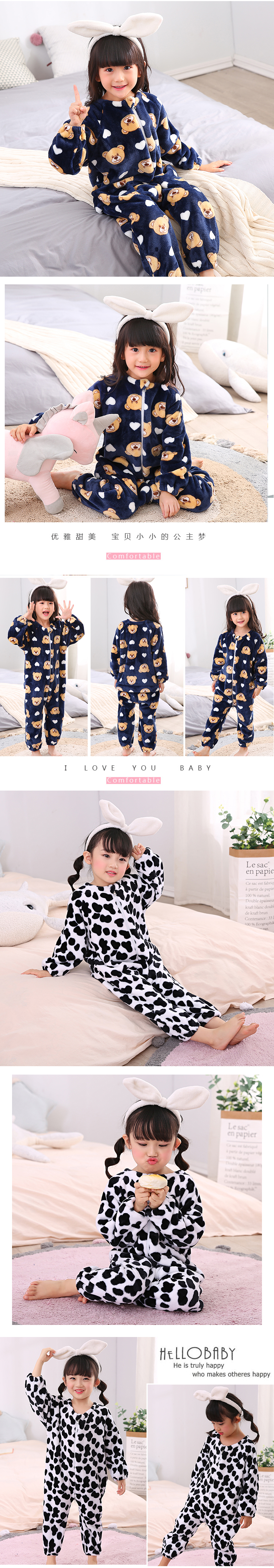 Mùa thu và mùa đông dày bé mặc đồ ngủ liền nhau 1-3 tuổi 5 túi flannel chống lạnh cho bé trai và bé gái nhung ngủ đồ bơi cho bé gái
