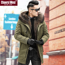 Haining winter warm fur one mens Parker suit raccoon fur collar mink fur coat youth coat