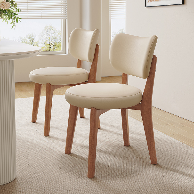 Обеденный стул из массива дерева бытовой современный кремовый стул-мешок в мягком стиле обеденный стул для переговоров в отеле с легкой роскошной спинкой обеденный стул