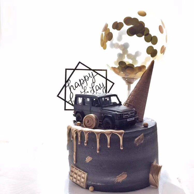 Male god birthday baking cake decoration Daben off-road vehicle model decoration dessert cake decoration light belt accessories