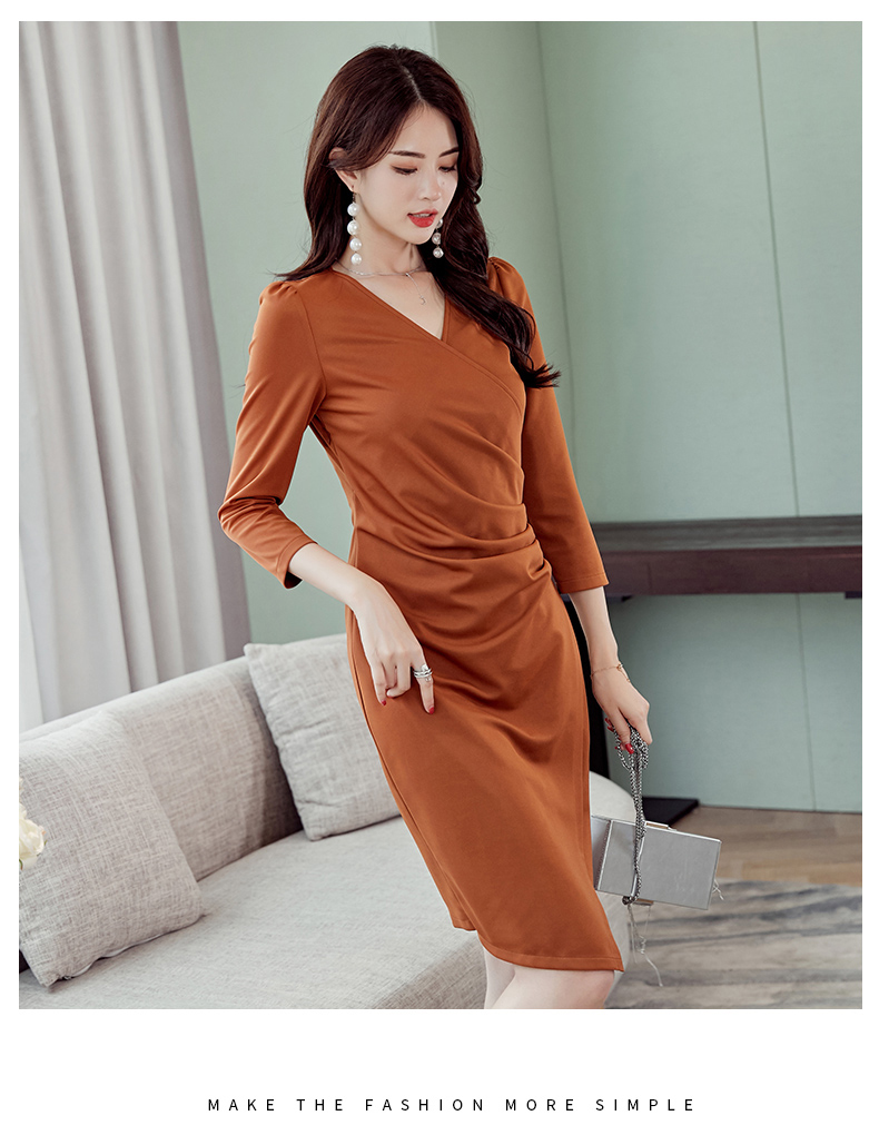 黛 2018 thu đông 2018 phiên bản mới của Hàn Quốc với kích thước lớn là thời trang mỏng giản dị 	váy nhún phần eo	