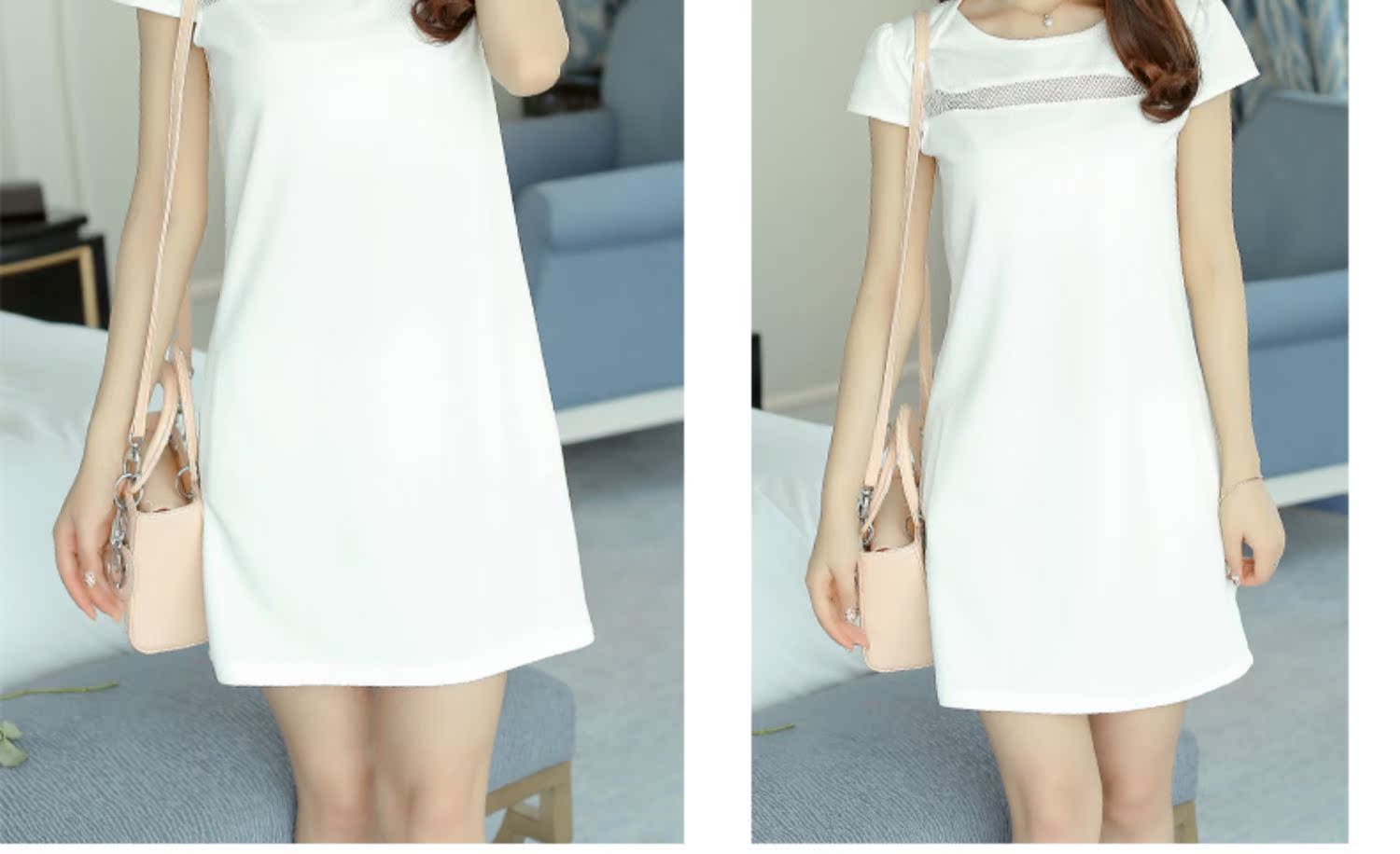 黛 2019 xuân hè mới cho phụ nữ size lớn gợi cảm khâu tay ngắn thời trang chạm đáy váy đan phiên bản Hàn Quốc - Váy eo cao 	váy nhún phần eo	