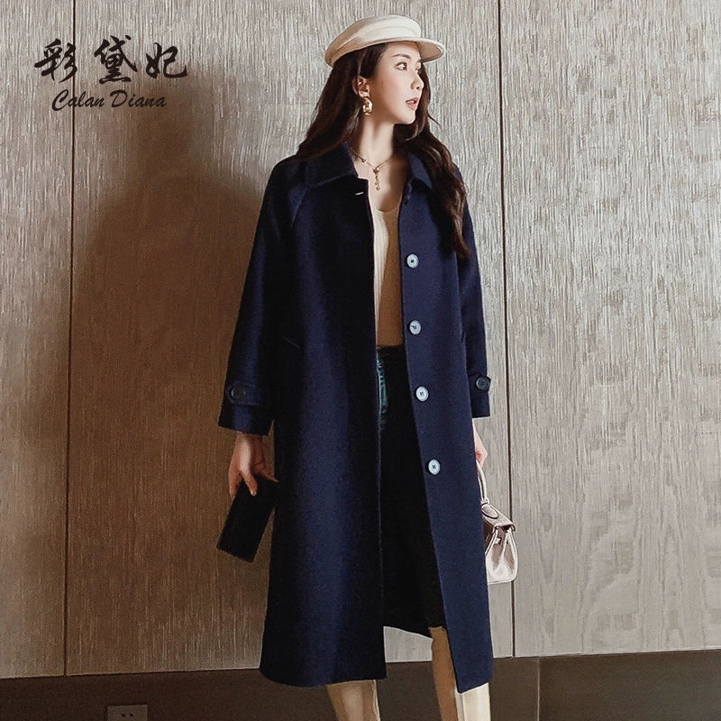 Áo khoác chống mùa 2019 thu đông mới Áo khoác len nữ thông thường của Hàn Quốc dài giữa nữ và áo len mỏng thời trang nữ - Áo len lót đôi