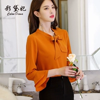 彩 黛 2018 Xuân-Hè 2018 Phụ nữ mới phiên bản Hàn Quốc giản dị thanh lịch, áo sơ mi nữ màu mỏng, hoang dã áo khoác sơ mi