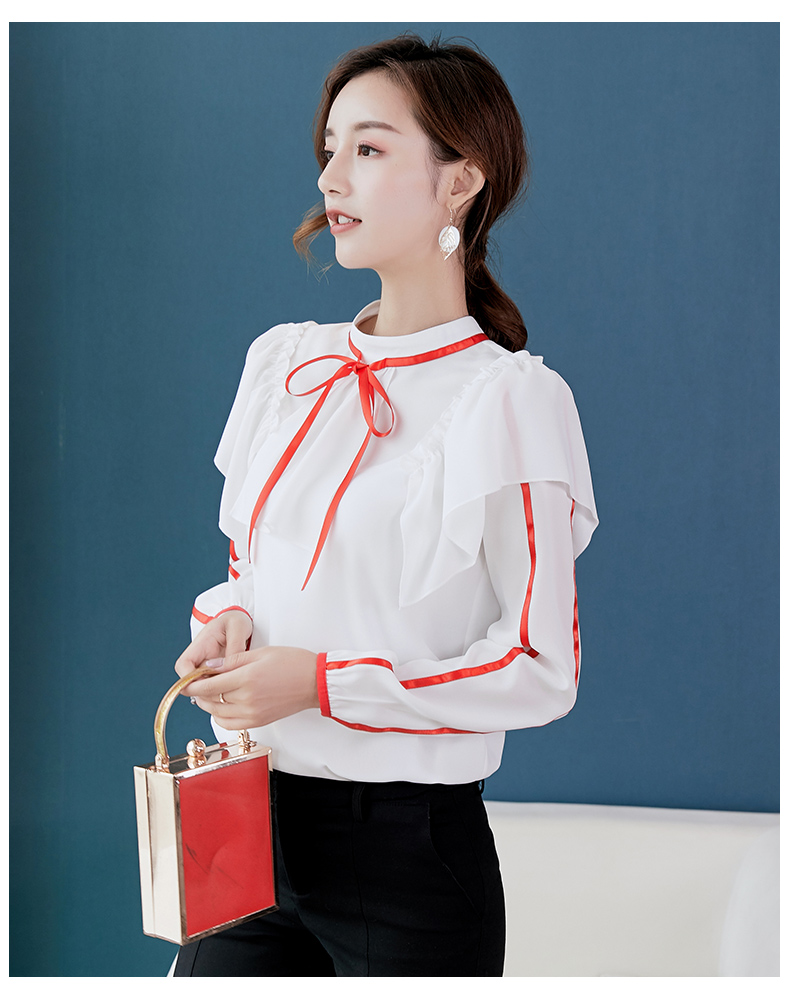 黛 2018 thu đông 2018 phiên bản Hàn Quốc cỡ lớn mới là áo sơ mi mỏng giản dị áo sơ mi nữ tay dài tay voan áo sơ mi nữ dài tay đẹp