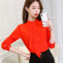 黛 2018 xuân hè mới thời trang Hàn Quốc hoang dã size lớn màu rắn dài tay xu hướng áo sơ mi nữ dáng lửng áo kiểu nữ công sở Mùa xuân