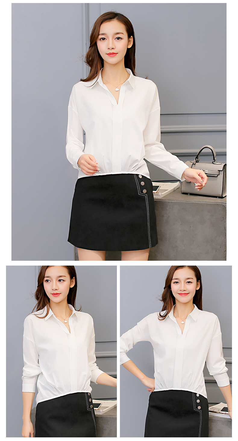 黛 2018 xuân hè mới của phụ nữ Hàn Quốc thân hình thon gọn size hoang dã màu áo dài tay thời trang áo voan mỏng áo sơ mi công sở nữ