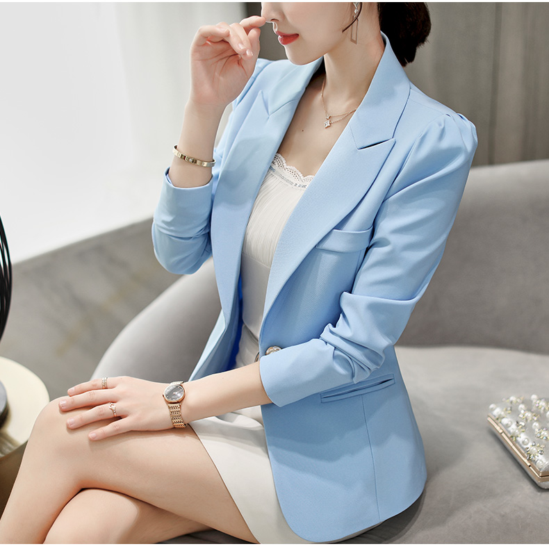 黛 2018 Phiên bản Hàn Quốc mùa thu đông mới thời trang mới là bộ đồ mỏng manh hoang dã giản dị tay dài màu rắn hợp mốt vest nữ công sở