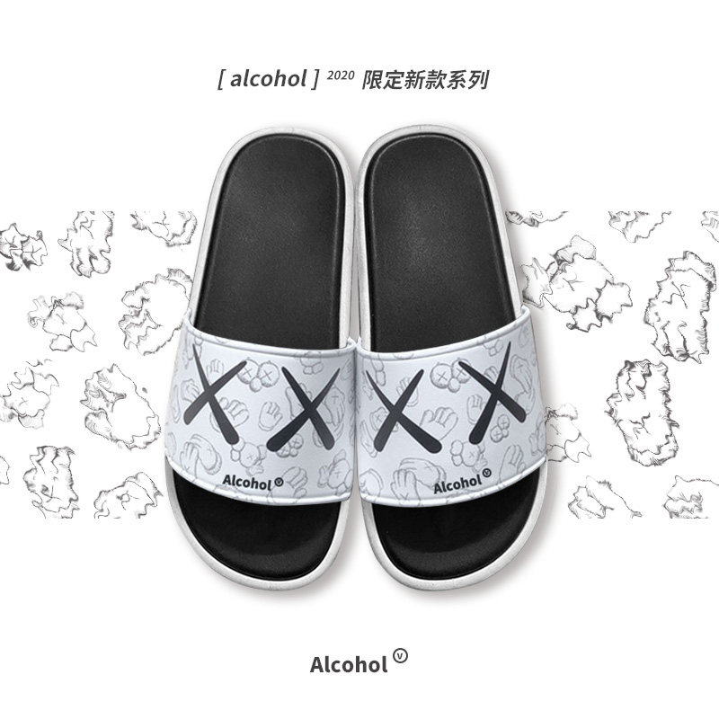 Alcohol2020 original broken label spoof XX spring and summer outside wear beach waterproof bathroom tide personality couple slippers
