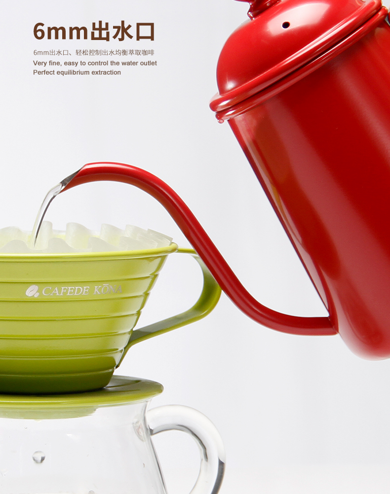 CAFEDE KONA tay nồi cà phê miệng tốt nồi thép không gỉ hộ gia đình dài miệng pha cà phê nhỏ giọt phin cafe inox cao cấp