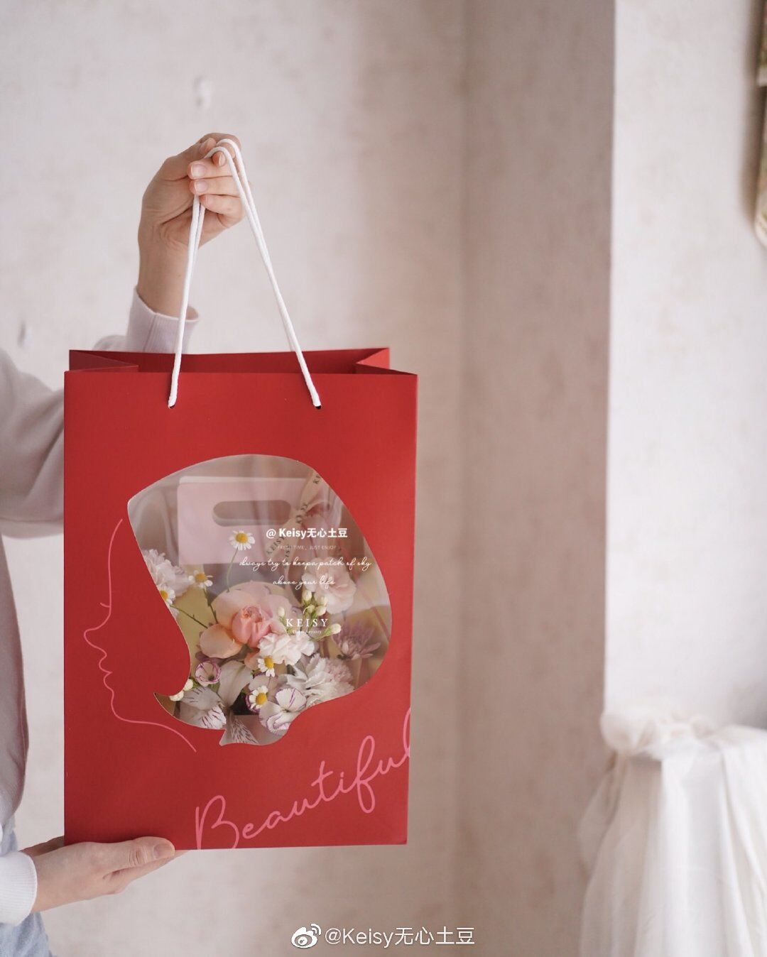 Hand Gift Open Window Bag Transparent Shop Window Bag Bouquet Flowers Handbag Clothing Clothes Clothes Hand Bag Fashion