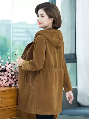 Mother winter cotton-padded coat medium and long version of the Wick strippery cotton-padded jacket 50-year-old lady spring and autumn coat windbreaker