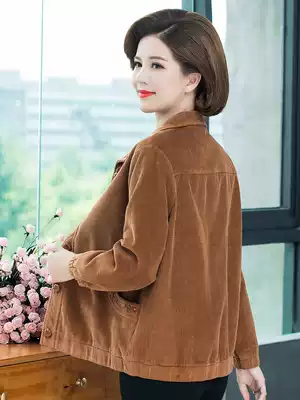 Mother autumn coat 2021 new cotton wick striped velvet 50-year-old women spring and autumn coat foreign pie