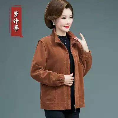 Mother clothing 2021 new spring and autumn coat middle-aged elderly 50-year-old women cotton wick striped topper