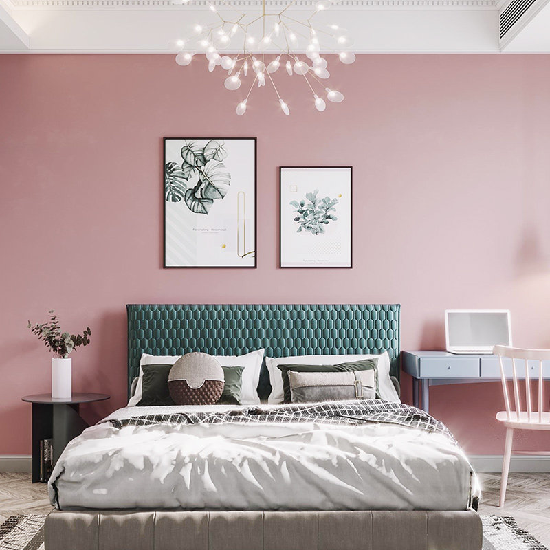 Nordic wind pure color wall cloth modern minimal pink children's bedroom background wall full room color seamless wall
