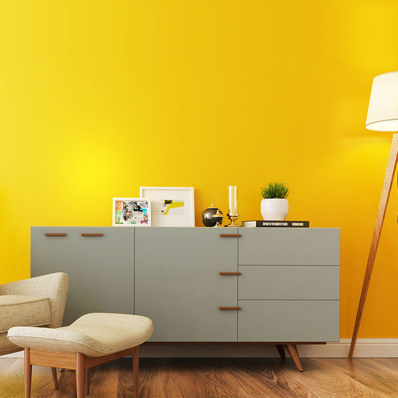 Wall Cloth Seamless Full House Pure Color Bedroom Living Room TV Background Warm Yellow Lemon Yellow Bright Yellow Modern Brief Wall Cloth