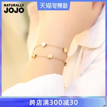 Korean love bracelet female plated 18K rose gold titanium steel double layer simple personality hipster heart-shaped bracelet jewelry