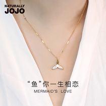  Dolphin mermaid tail necklace female niche design sense 18k rose gold titanium steel clavicle chain 2021 new