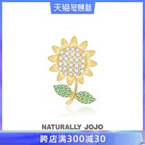 Cute Japanese diamond-studded sunflower brooch female fashion niche design high-end pin female anti-light corsage summer