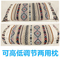 Ethnic style height adjustable pillow cotton coarse cloth buckwheat shell pillow core adult health care cervical spine health care pillow