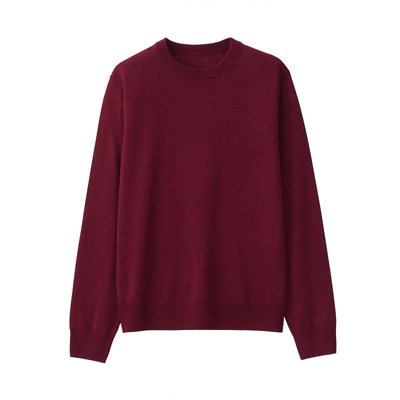 No print good products MUJI Women's wool mulberry silk washable round neckline sweater