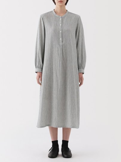 MUJI vestido de manga larga de gasa de doble capa de mezcla de kapok para mujer vestido largo de primavera con falda para mujer