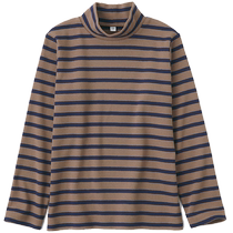 MUJI Big Childrens Fleece Striped Turtleneck Long Sleeve T-Shirt Childrens Clothing