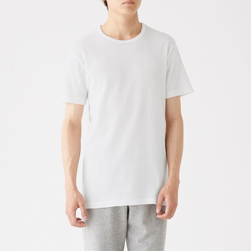 Unprinted fine MUJI male cotton cool round - collar short - sleeved T - shirt