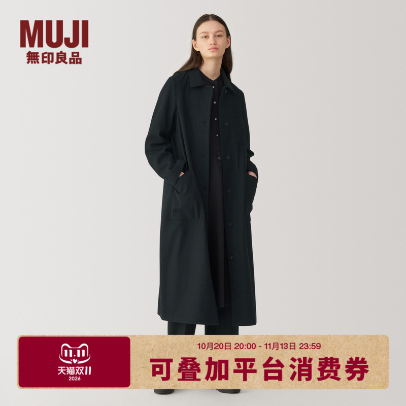 Muji Labo Women's Wool Blend Coat Woolen Jacket for Women Winter