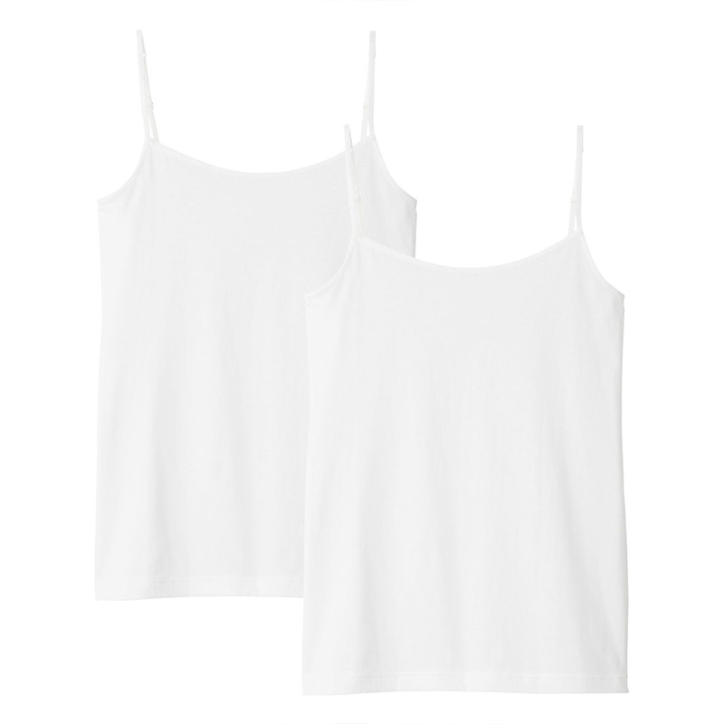 No print good products MUJI Women's cotton mix elastic sleeveless vest 2 pieces