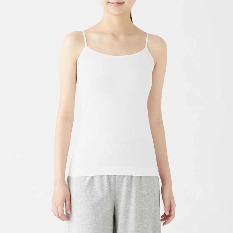 No print good products MUJI Women's cotton mix elastic sleeveless vest 2 pieces