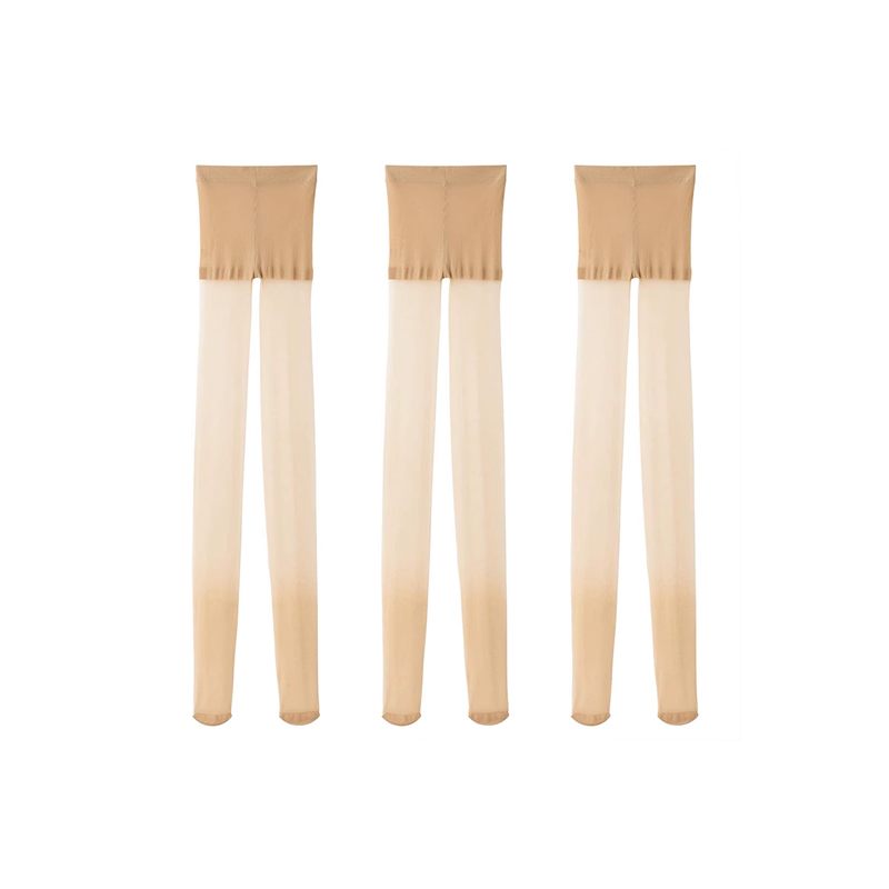 Muji Women's Soft 17D Long Stockings 3-Pair Pack Silk Stockings Women's Socks Skin Color