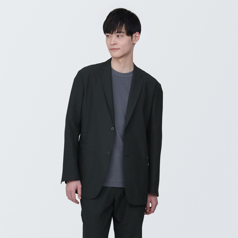 Muji Men's Quick-Dry Stretch Bubble Fabric Jacket Men's Coat Early Autumn Style Blazer Small Suit