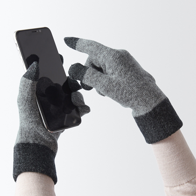 Unprinted Liangpint MUJI male and female universal wool blend in hair touch screen gloves without gender between men and women-Taobao