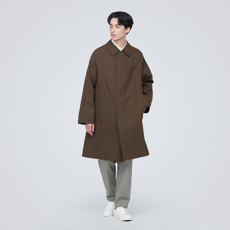 No Inprints Good Pink MUJI male style not easily stained with water upright collar coat long style jacket male man's wind coat-Taobao