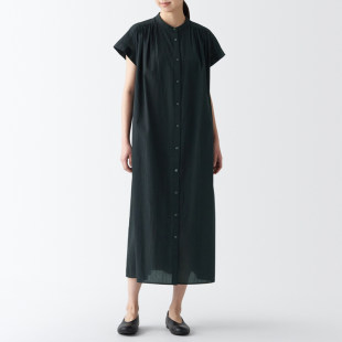 MUJI women's strong twist French sleeve dress long skirt