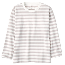 Muji MUJI big childrens Tianzhu weaving striped long-sleeved T-shirt childrens clothing long-sleeved tops childrens clothing