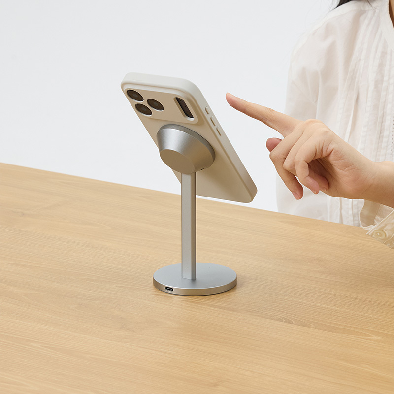 Muji Aluminum Alloy Magnetic Desktop Wireless Charging Phone Stand with Adjustable Angle Muji Aluminum Alloy Magnetic Desktop Wireless Charging Phone Stand with Adjustable Angle