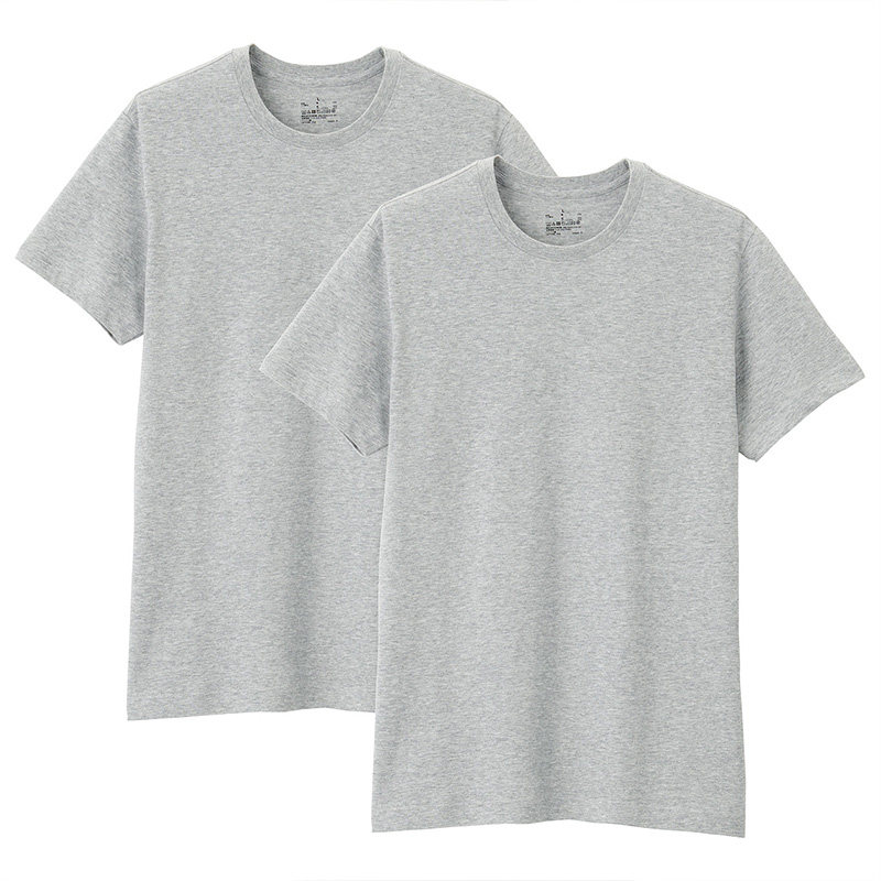 MUJI MUJI Men's Round Neck short sleeve T-shirt without side seams 2pcs