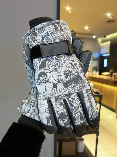 Cycling Gloves for Men and Women, Trendy and Stylish, Winter Skiing, Fleece-Lined, Thickened, Warm, Cold-Proof, Windproof, Waterproof, Touchscreen Compatible, for Couples