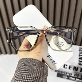 TR90防蓝光眼镜男可配近视变色圆脸素颜复古木纹腿眼镜框女潮