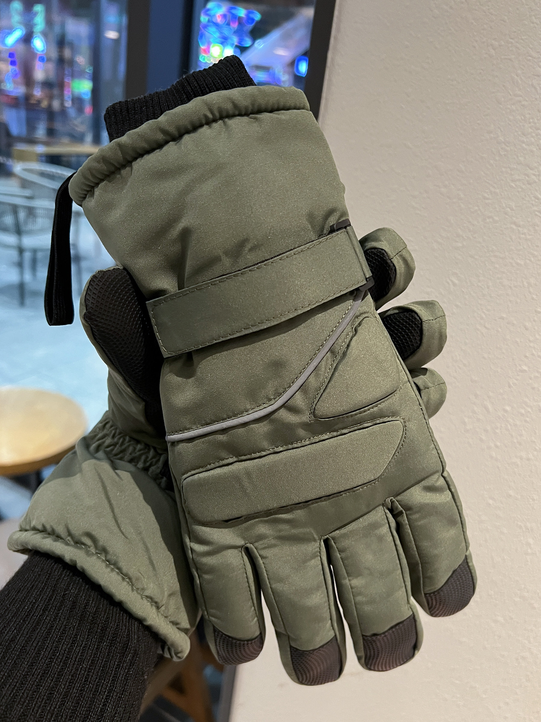 Men's Ski Gloves, Large Size, Winter Fleece-Lined and Thickened, Outdoor Cycling Cotton Gloves, Touchscreen Compatible, Warm, Windproof, Water-Repellent