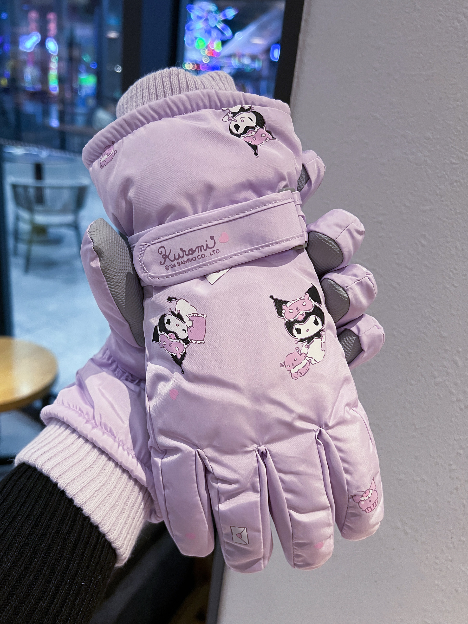 Cute Cartoon Touchscreen Ski Gloves for Women, Winter Warm, Windproof, Cold-Proof, Water-Repellent, for Cycling Electric Bikes, Fleece-Lined and Thickened